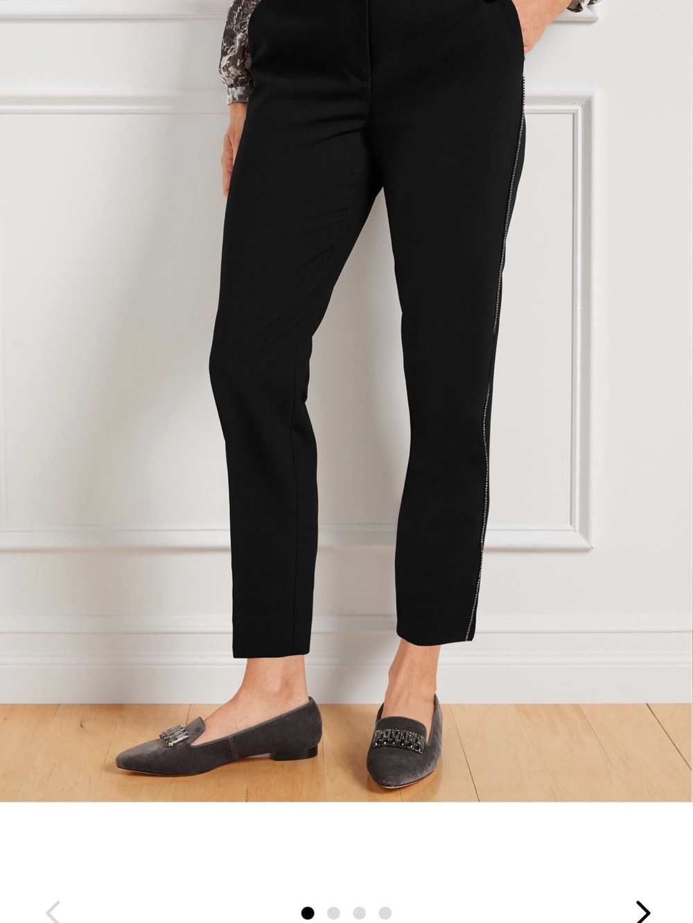 Talbots Hampshire Black Ankle Pants with Jewel Tape Trim NWT Sz 16